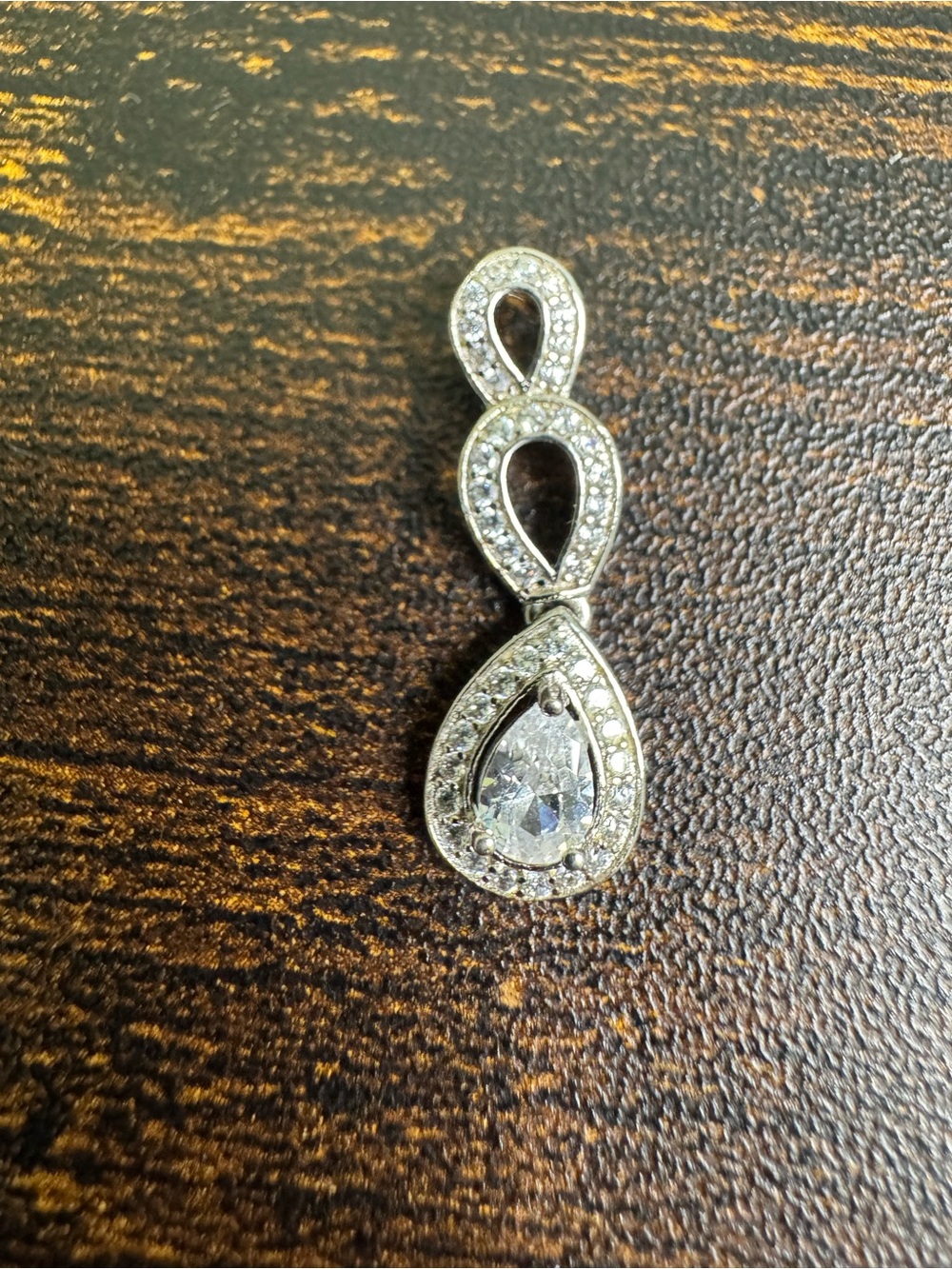Sterling Silver Crystal Teardrop Pendant – Women 925 Jewelry